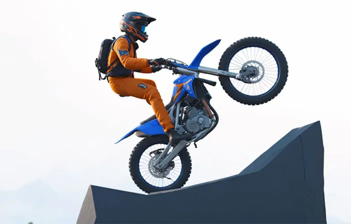 Stuntman on Motorcycle 3D Character Design Artwork Illustration image